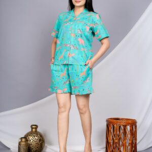 Fashionable Women Night shorts set in animal print