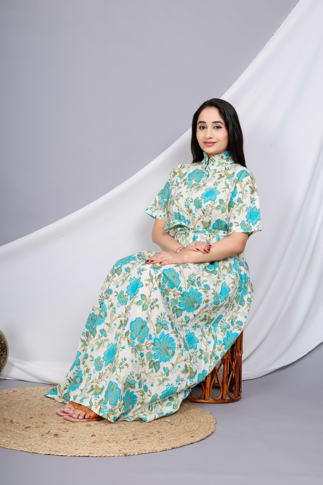 Jaipuri floral Print Cotton dress for women - Image 4