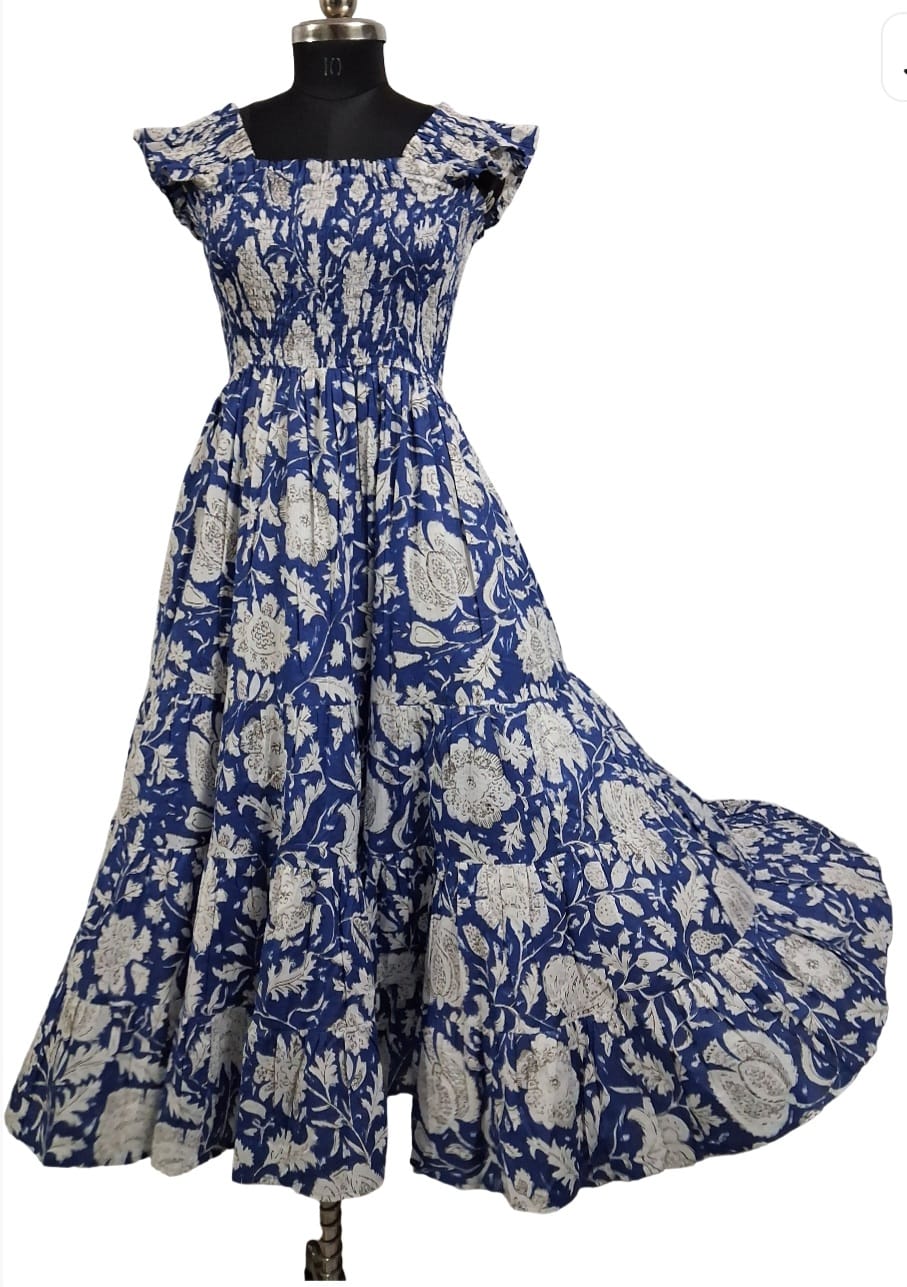 Jaipuri Floral Printed Maxi Dress - Image 5